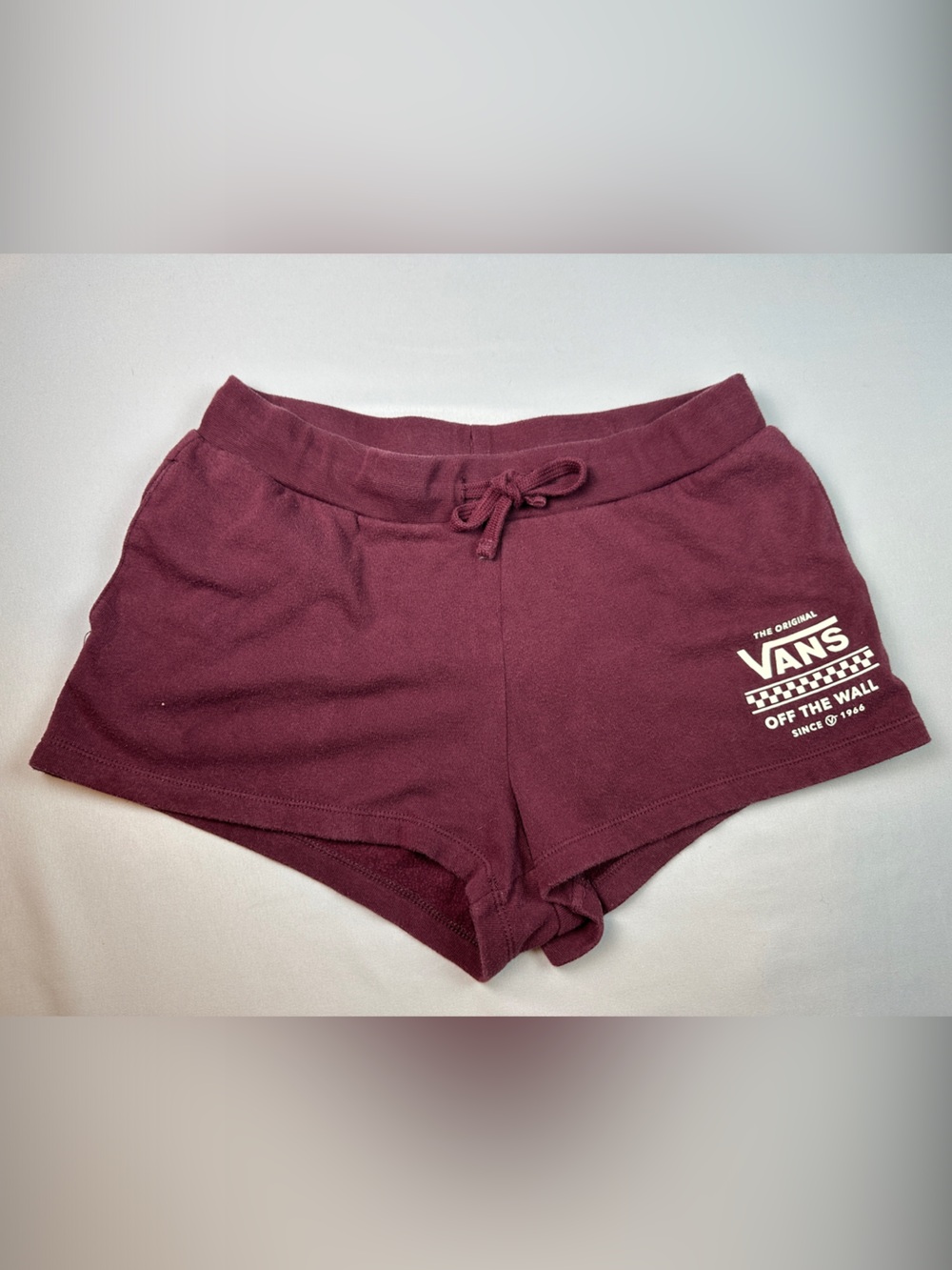 Vans Women’s Burgundy Lounge Shorts Logo Drawstring Casual